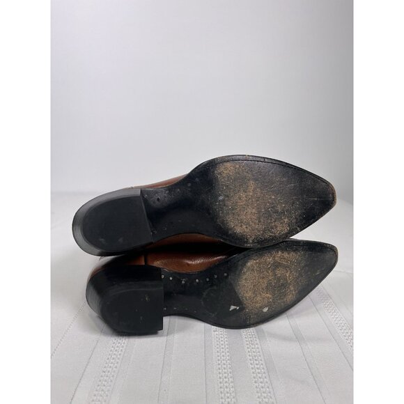 VTG Tony Lama Women’s 8 Cowboy Boots Brown Black 1035 Leather Western Point Toe - Picture 5 of 11